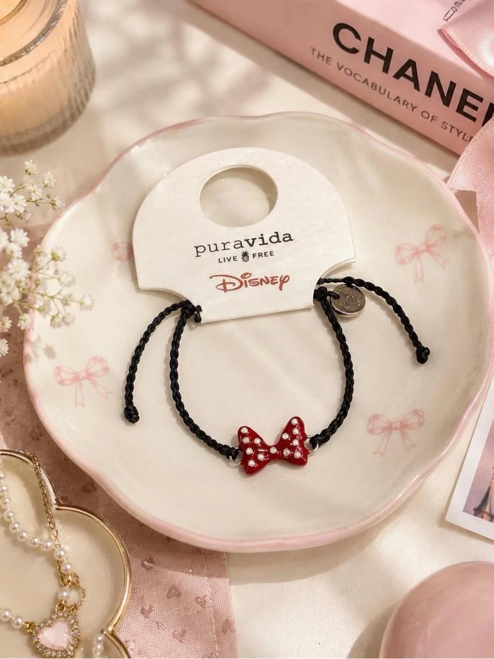 Pura Vida x Disney Minnie Mouse Red Bow Charm Bracelet